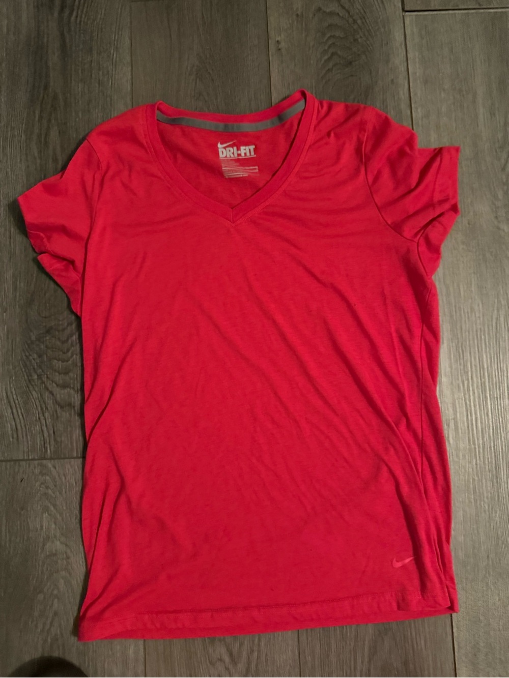 Nike Red V-Neck Dri-FIT Short Sleeve Tee